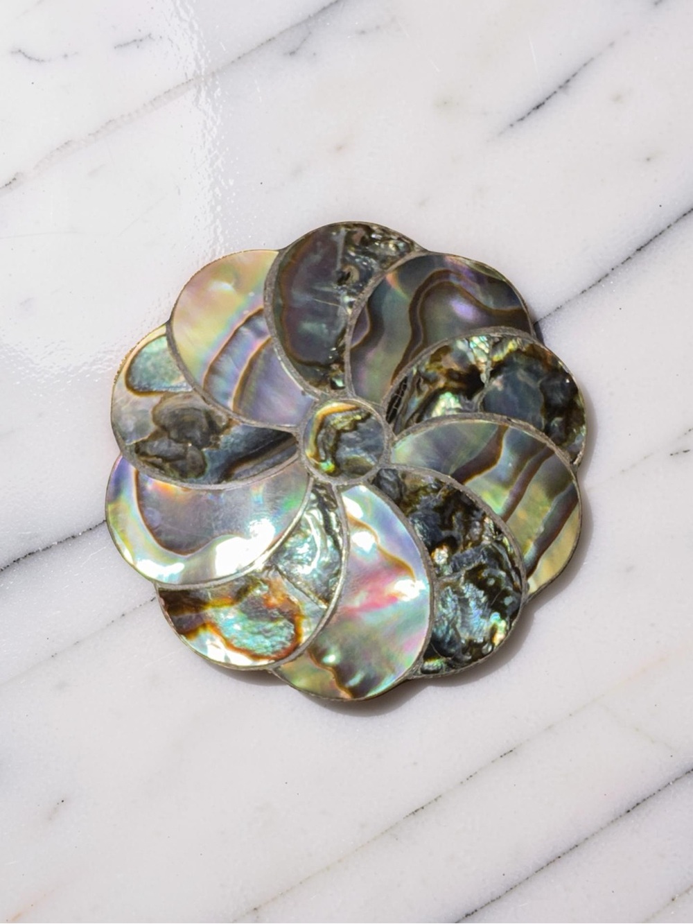 Taxco Sterling Silver Abalone Pinwheel Brooch Pendant
